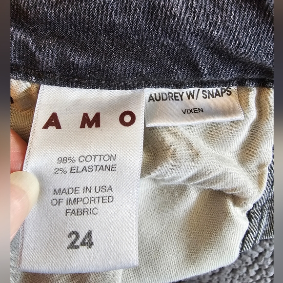 AMO Button Front Audrey w/Snaps Slim Straight Jeans Black Gray Vixen, size 24 - Picture 5 of 10